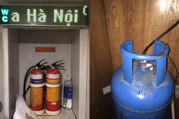 Công việc của anh Lâm là đi kiểm tra các thiết bị phòng cháy chữa cháy, bình gas. (Ảnh: NVCC)