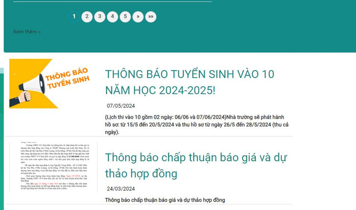 Hình ảnh trên trang website của Trường Trung học phổ thông 19/5 Kim Bôi. (Ảnh: cắt màn hình) thpt-19.5.JPG