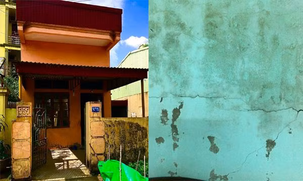 Bên trong căn nhà mái của gia đình ông Tiến xây bị xuống cấp, trần nứt, mưa dột, gia đình ông phải lợp mái tôn để che nắng mưa. (Ảnh: T.A) Bên trong căn nhà mái của gia đình ông Tiến xây bị xuống cấp, trần nứt, mưa dột, gia đình ông phải lợp mái tôn để che nắng mưa. (Ảnh: T.A)