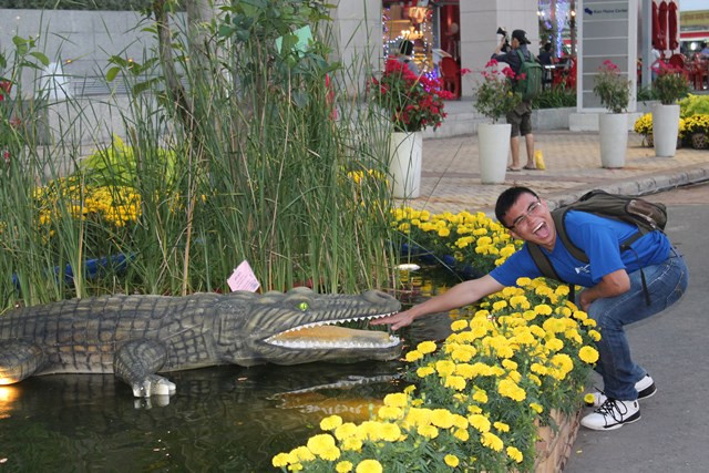 Một trong hai điểm nhấn chính của Hội hoa xuân Phú Mỹ Hưng năm nay là cung đường thủy sinh với nhiều loại hoa và thủy cầm
