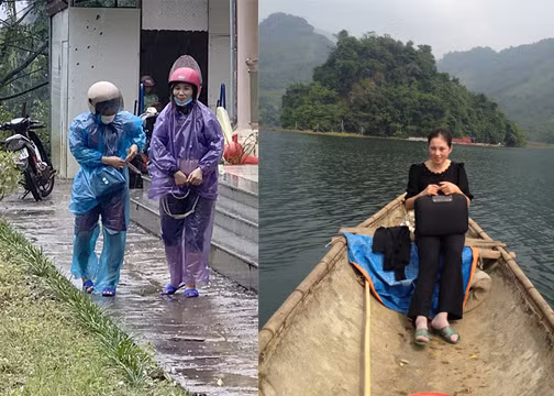 Cô Bùi Thị Bình trong những chuyến khảo sát các điểm trường để xây dựng trường mầm non đạt chuẩn quốc gia. (Ảnh: NVCC)