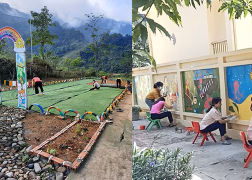 Với sự hỗ trợ của người dân và chính quyền địa phương, các điểm trường của Trường Mầm non Đồng Nghê đã nhanh chóng đạt được các tiêu chí trường chuẩn quốc gia. (Ảnh: NVCC)