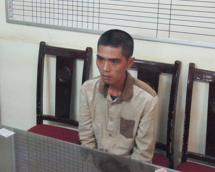 Đối tượng Lương Hải Đăng tại cơ quan điều tra.