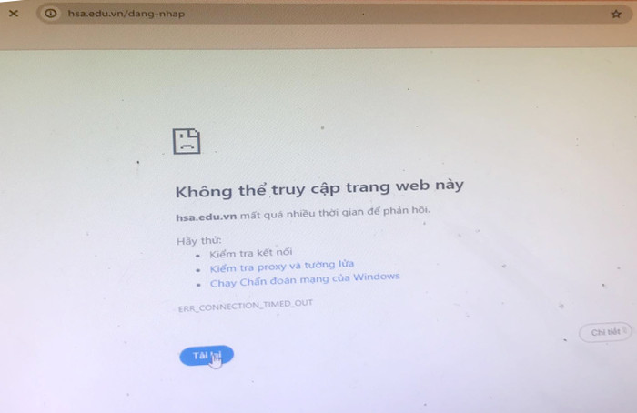 Trang web đăng ký thi đánh giá năng lực của Đại học Quốc gia Hà Nội bị treo thời gian dài. (Ảnh: NVCC) gdvn_danh-gia-nang-luc-dai-hoc-quoc-gia-ha-noi (1).jpg