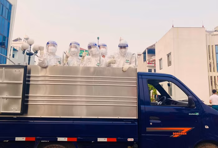 Đoàn quân của Trường Cao đẳng Y tế Hà Nội sẵn sàng với mọi nhiệm vụ được giao. (Ảnh: NVCC)