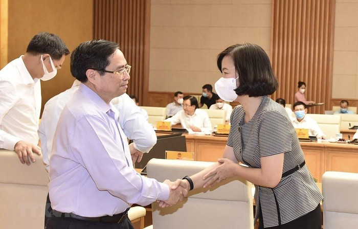 Thủ tướng Phạm Minh Chính và bà Vũ Việt Trang, Phó Tổng Giám đốc TTXVN. Thủ tướng Phạm Minh Chính và bà Vũ Việt Trang, Phó Tổng Giám đốc TTXVN.