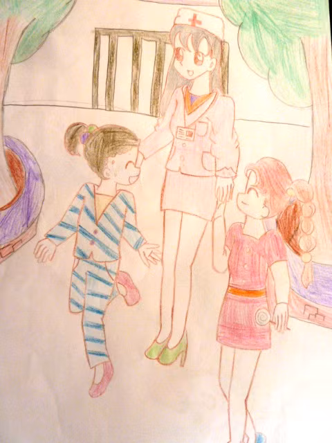 Bức vẽ của em Nguyễn Minh Anh Thư với ước mơ trở thành nữ bác sĩ tài giỏi có thể chữa bệnh cho các em.