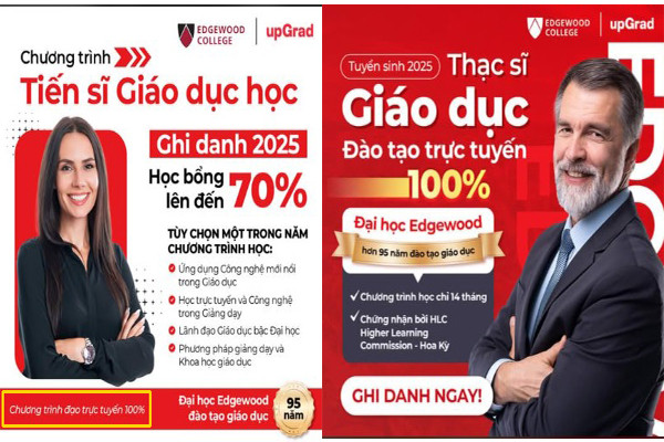 upGrad quảng bá về các chương trình đào tạo tiến sĩ, thạc sĩ. (Ảnh: cắt màn hình) upgrad2.jpg