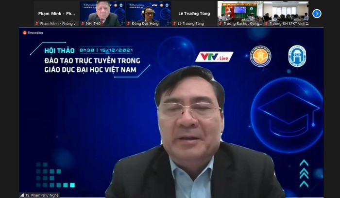 Tiến sĩ Phạm Như Nghệ - Phó Vụ trưởng Vụ Giáo dục Đại học - Bộ Giáo dục và Đào tạo chia sẻ tại Hội thảo. (Ảnh: PM) Tiến sĩ Phạm Như Nghệ - Phó Vụ trưởng Vụ Giáo dục Đại học - Bộ Giáo dục và Đào tạo chia sẻ tại Hội thảo. (Ảnh: PM)