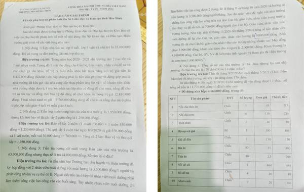 Báo cáo giải trình của nhà trường. (Ảnh: phụ huynh cung cấp) Báo cáo giải trình của nhà trường. (Ảnh: phụ huynh cung cấp)