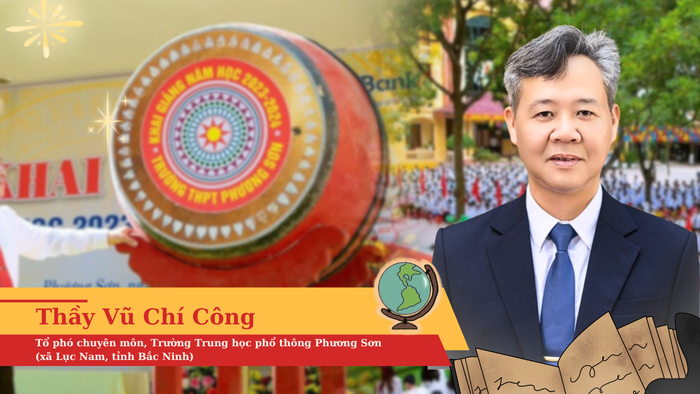 Thầy Vũ Chí Công - Tổ phó chuyên môn, Trường Trung học phổ thông Phương Sơn. Thiết kế: Ngọc Huyền nhan-vat.png