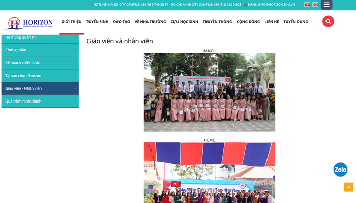 Đội ngũ giáo viên - nhân viên của Trường Song ngữ Quốc tế Horizon ở hai cơ sở được công khai bằng một tấm ảnh. Ảnh chụp màn hình. anh-man-hinh-2025-10-01-luc-151943.png