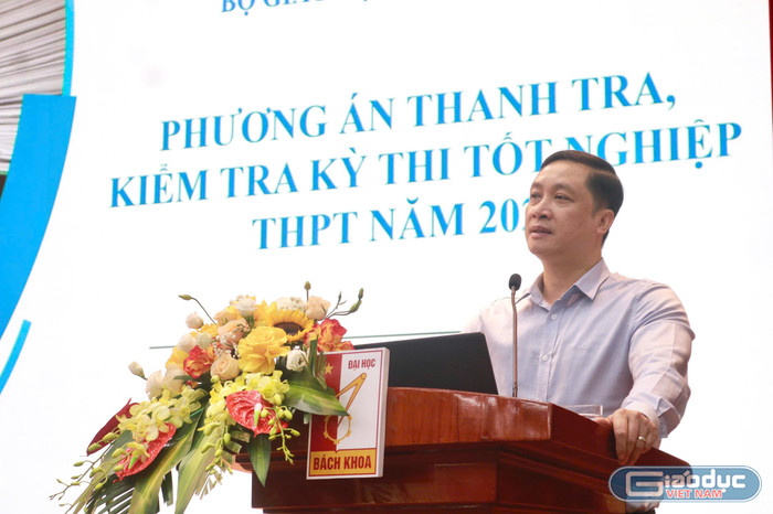 Ông Nguyễn Đức Cường – Chánh Thanh tra Bộ Giáo dục và Đào tạo chia sẻ phương án thanh tra, kiểm tra Kỳ thi tốt nghiệp Trung học phổ thông năm 2025 (Ảnh: Doãn Nhàn) gdvn-z6643080403672-12d03ba36d0b284d70301c71634151ec.jpg