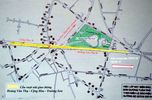 Sơ đồ cầu vượt vòng xoay Lăng Cha Cả (quận Tân Bình) sẽ được khởi công ngày 5/2.