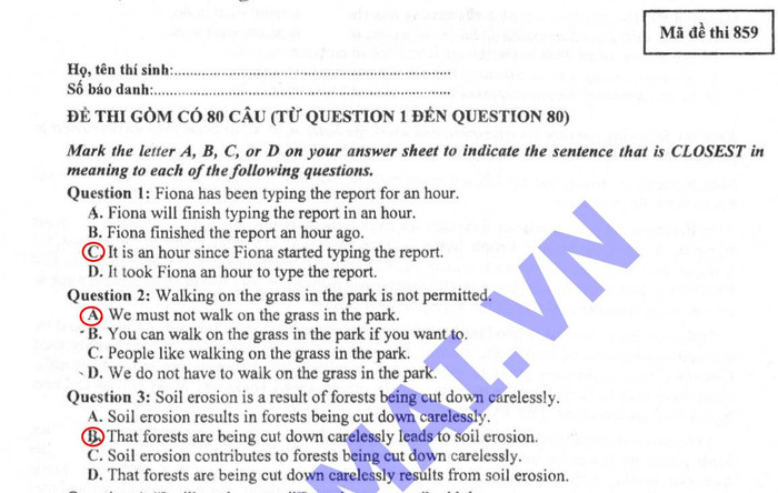 Xem đáp án môn Vật lí - Xem đáp án môn Toán - Xem đáp án môn Hóa Xem đáp án môn Vật lí - Xem đáp án môn Toán - Xem đáp án môn Hóa