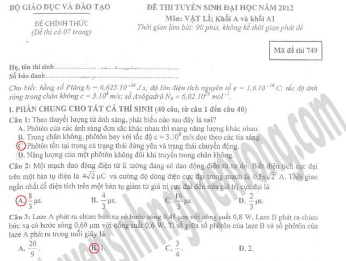 BẤM ĐÂY XEM ĐÁP ÁN MÔN TOÁN KHỐI A 2012 - BẤM ĐÂY XEM ĐÁP ÁN MÔN HÓA KHỐI A 2012 - BẤM ĐÂY XEM ĐÁP ÁN MÔN NGOẠI NGỮ KHỐI A1 BẤM ĐÂY XEM ĐÁP ÁN MÔN TOÁN KHỐI A 2012 - BẤM ĐÂY XEM ĐÁP ÁN MÔN HÓA KHỐI A 2012 - BẤM ĐÂY XEM ĐÁP ÁN MÔN NGOẠI NGỮ KHỐI A1