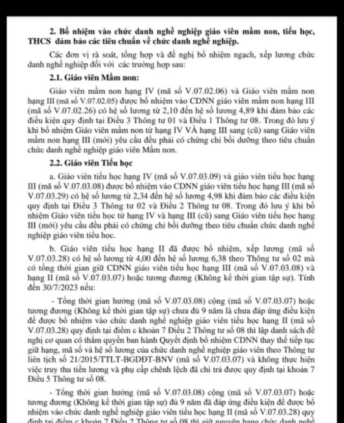 Hướng dẫn bổ nhiệm giáo viên tiểu học của một huyện tại Vĩnh Phúc yêu cầu phải có chứng chỉ CDNN. Ảnh NVCC