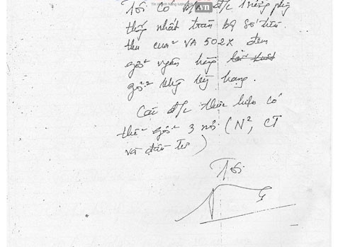 Bút tích của Nguyễn Văn Nên.