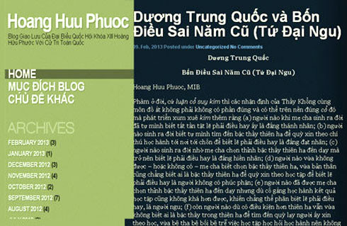 Bài viết của ông Hoàng Hữu Phước về đại biểu Dương Trung Quốc trên blog đã được gỡ bỏ.