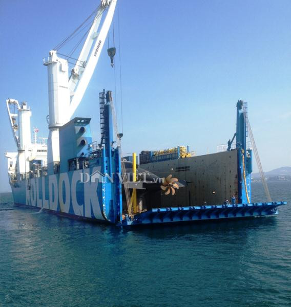 Bắt đầu hạ cửa hậu sau lái của tàu mẹ.