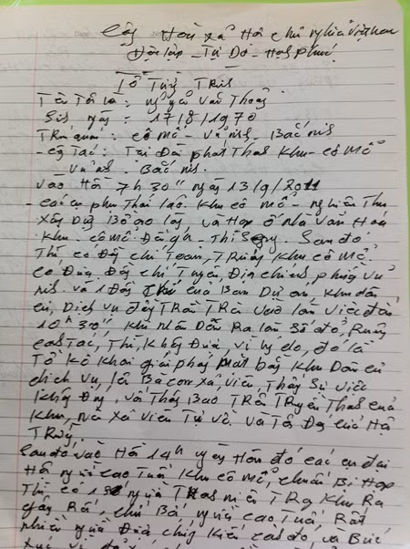 Bản tường trình của anh Nguyễn Văn Thoảng, nhân viên phát thanh nhà văn hóa khu Cô Mễ