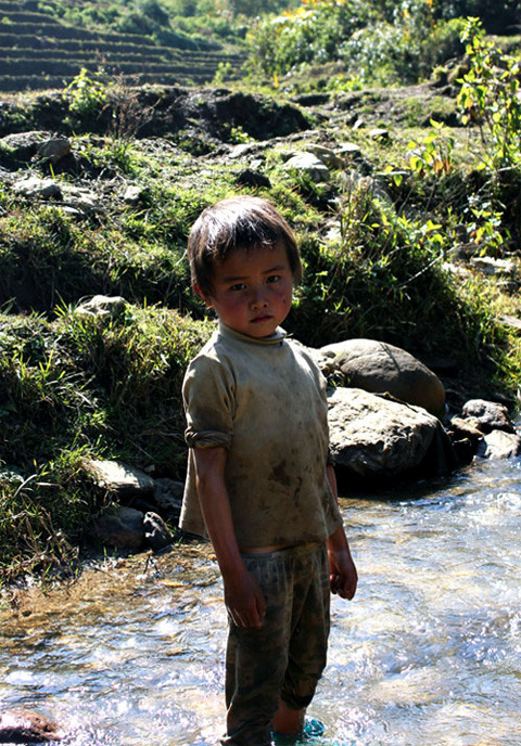 Ánh mắt cậu bé.