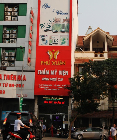 Thẩm mỹ Viện Phú Xuân - một trong những cơ sở thẩm mỹ có nhiều sai phạm bị phát hiện.