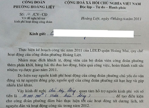 Công văn do ông Sáng kí được độc giả gửi đến VnExpress.net. Ảnh: Thái Thịnh. Công văn do ông Sáng kí được độc giả gửi đến VnExpress.net. Ảnh: Thái Thịnh.