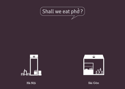 Người Hà Nội có “thú” ăn phở trong các quán vỉa hè, bên lề đường, trong ngõ phố cổ. Người Sài Gòn thường thưởng thức phở trong tiệm ăn, nhà hàng Người Hà Nội có “thú” ăn phở trong các quán vỉa hè, bên lề đường, trong ngõ phố cổ. Người Sài Gòn thường thưởng thức phở trong tiệm ăn, nhà hàng