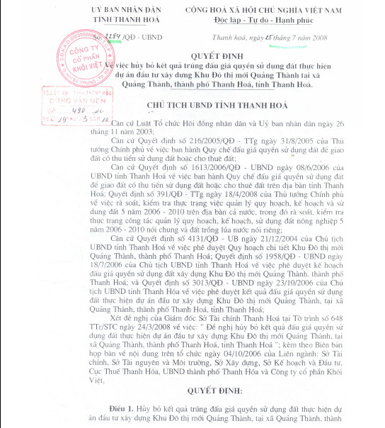 Quyết định số 2284/QĐ-UBND ngày 25/7/2008 Quyết định số 2284/QĐ-UBND ngày 25/7/2008
