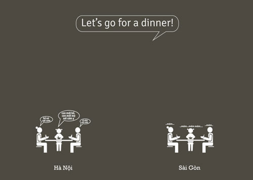 Trong bữa cơm, các gia đình ở Hà Nội thường có “phép tắc” mời cơm. Ở Sài Gòn, điều này không mấy phổ biến Trong bữa cơm, các gia đình ở Hà Nội thường có “phép tắc” mời cơm. Ở Sài Gòn, điều này không mấy phổ biến