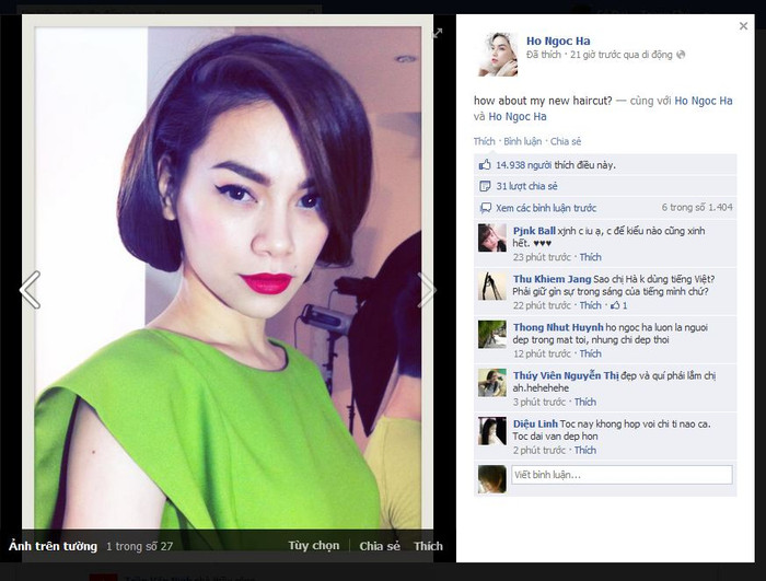 Bức ảnh khoe kiểu tóc mới của Hà Hồ Bức ảnh khoe kiểu tóc mới của Hà Hồ