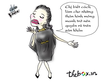 Trong quá trình thuyết phục thí sinh Anh Tuấn về đội của mình, Hồ Ngọc Hà đã phấn khích đến mức đứng lên và thể hiện một cử chỉ rất điệu đà cùng câu nói: "Chị biết cách làm cho những thân hình mỏng manh trở nên quyến rũ trên sân khấu." Trong quá trình thuyết phục thí sinh Anh Tuấn về đội của mình, Hồ Ngọc Hà đã phấn khích đến mức đứng lên và thể hiện một cử chỉ rất điệu đà cùng câu nói: "Chị biết cách làm cho những thân hình mỏng manh trở nên quyến rũ trên sân khấu."