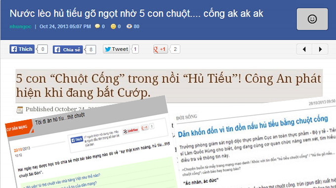 Thông tin bịa đặt “nấu hủ tiếu bằng chuột cống” lan trên các trang mạng khiến dư luận xôn xao