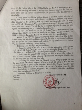 Kết luận của Chánh thanh tra Bộ công an