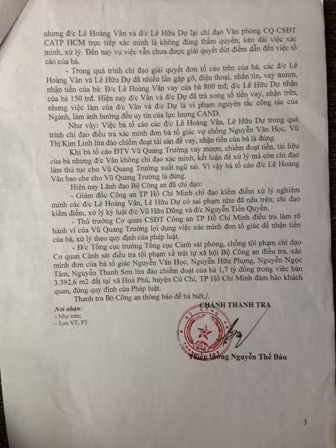Kết luận của Chánh thanh tra Bộ công an