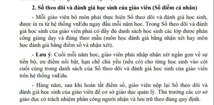 Hướng dẫn sử dụng sổ theo dõi, đánh giá học sinh của một địa phương yêu cầu giáo viên nhận xét từng học sinh. Hướng dẫn sử dụng sổ theo dõi, đánh giá học sinh của một địa phương yêu cầu giáo viên nhận xét từng học sinh.