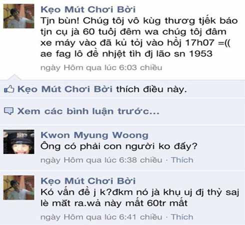 Dòng status của "kẹo mút chơi bời" gây bức xúc cộng đồng mạng. Ảnh chụp màn hình Dòng status của