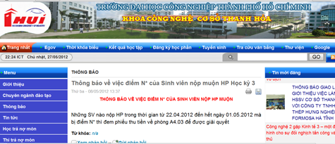 Thông báo về việc giải quyết điểm N* của trường ĐH CN TPHCM cơ sở Thanh Hóa Thông báo về việc giải quyết điểm N* của trường ĐH CN TPHCM cơ sở Thanh Hóa