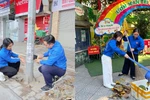 Đoàn Thanh niên phường Phương Liệt ra quân hưởng ứng “Ngày Chủ nhật Xanh” để bảo vệ môi trường. Ảnh NVCC.