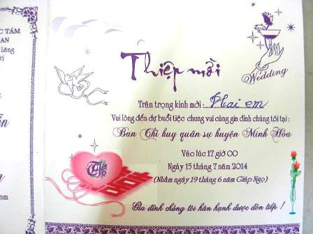 Thiệp mời khách đến dự tại "BCH Quân sự huyện Minh Hóa" của lãnh đạo huyện Thiệp mời khách đến dự tại "BCH Quân sự huyện Minh Hóa" của lãnh đạo huyện