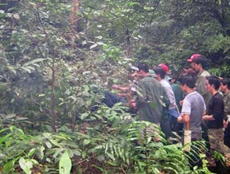 Hiện trường nơi hung thủ chôn 5 phu trầm Hiện trường nơi hung thủ chôn 5 phu trầm