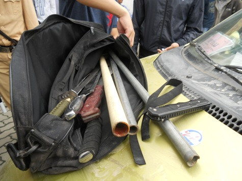 Kho vũ khi của nhóm giang hồ Kinh Bắc được tổ công tác thu giữ tại hiện trường Kho vũ khi của nhóm giang hồ Kinh Bắc được tổ công tác thu giữ tại hiện trường