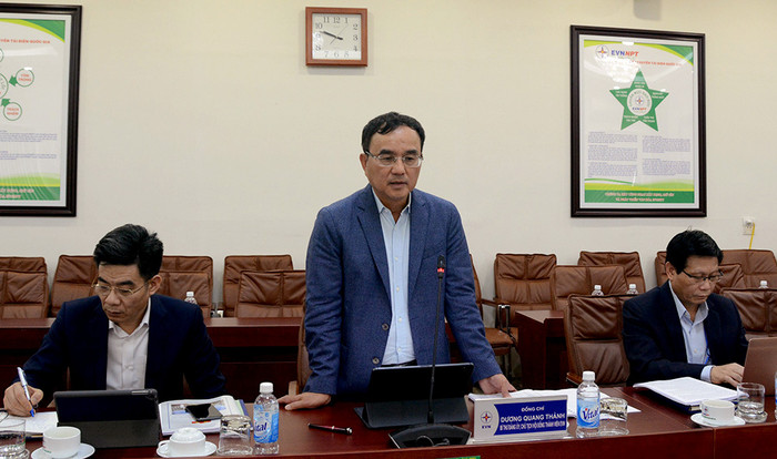 Đồng chí Dương Quang Thành – Bí thư Đảng ủy, Chủ tịch Hội đồng thành viên EVN phát biểu chỉ đạo. Ảnh: EVNNPT. Đồng chí Dương Quang Thành – Bí thư Đảng ủy, Chủ tịch Hội đồng thành viên EVN phát biểu chỉ đạo. Ảnh: EVNNPT.