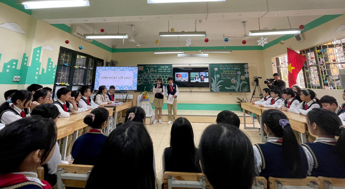 Các em học sinh lớp 6A01 Trường Trung học cơ sở Thái Thịnh, quận Đống Đa, Hà Nội. Ảnh: Nhà trường cung cấp. Các em học sinh lớp 6A01 Trường Trung học cơ sở Thái Thịnh, quận Đống Đa, Hà Nội. Ảnh: Nhà trường cung cấp.