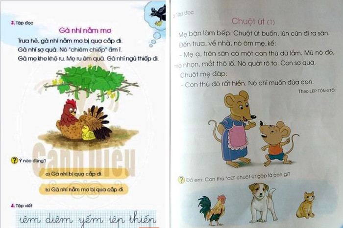 Không ít các bậc phụ huynh và giáo viên bày tỏ không thể lý giải nổi vì sao gà trống vốn chỉ là một con vật bình thường lại hóa thành… thú dữ trong sách. Ảnh: TD. Không ít các bậc phụ huynh và giáo viên bày tỏ không thể lý giải nổi vì sao gà trống vốn chỉ là một con vật bình thường lại hóa thành… thú dữ trong sách. Ảnh: TD.