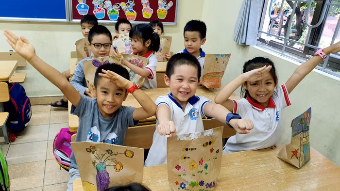 Học sinh Trường Tiểu học Đoàn Thị Điểm - Hà Nội, trong năm học 2019. Ảnh minh họa: Cô Hải Yến cung cấp.