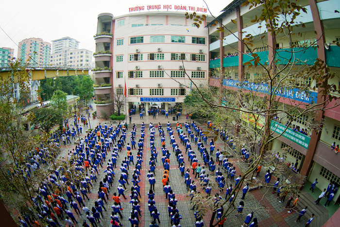 Giờ tập thể dục buổi sáng của học sinh Trường Trung học cơ sở Đoàn Thị Điểm trong ngày đi học bình thường. Ảnh: NT. Giờ tập thể dục buổi sáng của học sinh Trường Trung học cơ sở Đoàn Thị Điểm trong ngày đi học bình thường. Ảnh: NT.