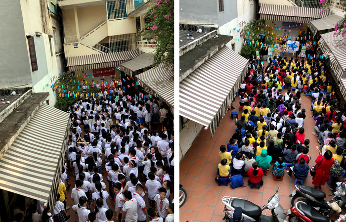 Giờ ra chơi của học sinh tại điểm Trường Tiểu học Võ Thị Sáu. Ảnh: Tùng Dương.