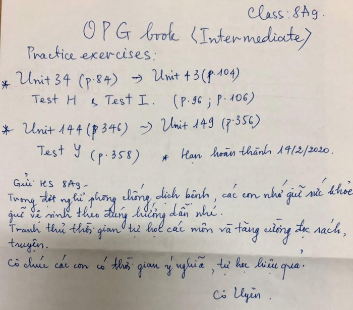Lời dặn của cô Hoàng Kim Uyên gửi tới học trò. Lời dặn của cô Hoàng Kim Uyên gửi tới học trò.
